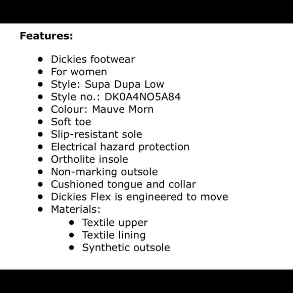 DICKIES - Women’s size 9 Mauve Morn NEW IN BOX - Picture 6 of 7